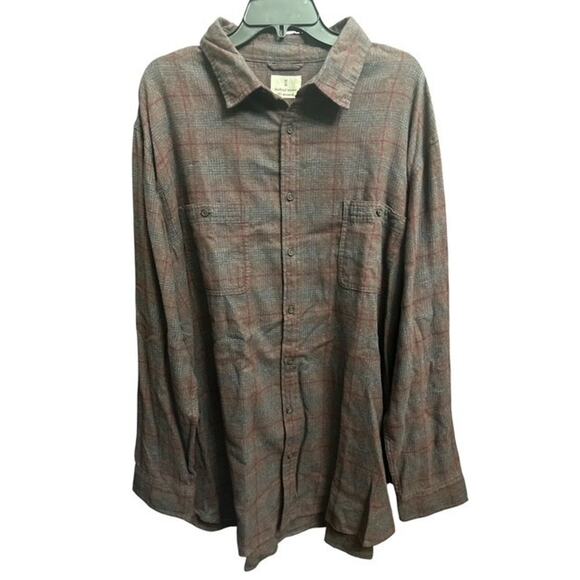 Mutual Weave 2XLT Shirt Lightweight Flannel Plum Onyx Gray Check Plaid Pocket - Picture 5 of 6